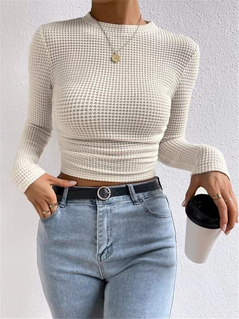 A Versatile Long-Sleeved Plaid Round Top For Women, Perfect For Spring And Summer._ecoleips.com
