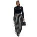 M6538 Independent Women's Clothing Brushed Fabric Cute Side Fringe Midi Skirt_ecoleips.com