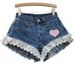 Women's Clothing Slim Stitching Lace Wide Leg A Line Raw Edge Denim Shorts Women's Hot Pants Trend_ecoleips.com