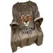 Women's Oversize Tiger Head Cartoon Print Loose T-Shirt Summer Trend Top Thickened Short Sleeve Casual Fashion_ecoleips.com