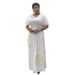 Elegant Plus Size V-Neck Gold Foil Batwing Sleeve Top & Pleated Skirt Set – Summer & Spring Casual Outfit_ecoleips.com