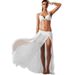 Stretch Mesh Midi Skirt Beach Sexy Slit Vacation Skirt Women's Clothing Swimwear Bikini Cover Up_ecoleips.com