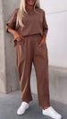 Women's Clothing Casual Two Piece Suit Solid Color Round Neck Nine Point Pants Suit Female_ecoleips.com