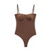 Women's Satin Touch Backless Bodysuit, Lace-Up Sexy Camisole Lingerie Style Top, Coffee Nude Army Green_ecoleips.com