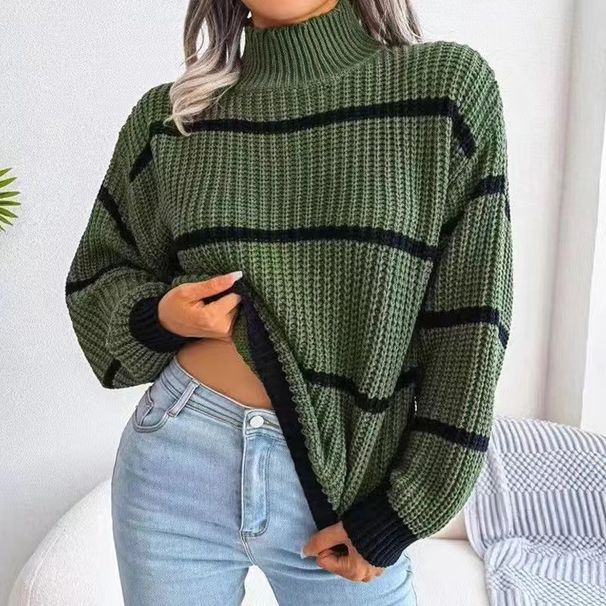 chunky knit turtleneck sweater dr – retro cable long sve pullover wi olorblock detail, plus size friendly winter wardrobe staple_ecoleips.com