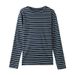 Women's Clothing Striped Long Sleeve T-Shirt Round Neck Casual Loose Fit Slimming Base Layer Top For Early Autumn_ecoleips.com
