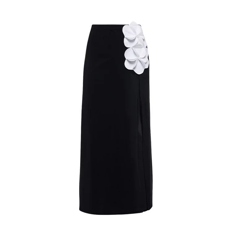 Women's Clothing Swimsuit New 3d Flower Tube Top Black And White Contrast One Piece Swimsuit Female_ecoleips.com