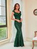 Women's Clothing Sequin Temperament Green Suspender Mid Waist Party Evening Dress Long Floor Mopping Dress_ecoleips.com