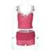 Women's Patchwork Color Blocking Ruffled Trim Vest Top And Tight Shorts Set European American Style Spring New 2025_ecoleips.com
