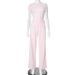 2025 Summer New Simple Comfortable Slim Fit Chest-Enhancing Pullover T-Shirt Top Elastic Waist Long Pants Two-Piece Set_ecoleips.com