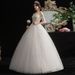 Champagne White Wedding Dress Mid Length Sleeves Slimming Lace New Style For Summer And Autumn_ecoleips.com