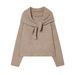 Winter New Product Sweet Versatile Crew Neck Long Sleeve Scarf Knitted Sweater_ecoleips.com