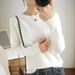 Women's Long Sleeve Knit Top - Classic Round Neck Stretchable Basic Shirt In Black/White/Sky Blue/Peach (S/M/L/Xl)_ecoleips.com