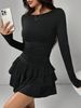 Women's Slim Fit Long Sleeve Dress High End European American Style Solid Color Autumn Winter New Clothing by Amazon Cross Border_ecoleips.com
