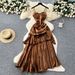 French Goddess Style Women's Dress Strapless Halter Square Neck Pleated Waist Ruffled Hem_ecoleips.com