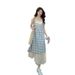 Summer New Plus-size Women's Gentle Style Pattern, Slimming Two-piece Design, Unique Design Long Dress With Straps_ecoleips.com