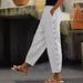 Women's Clothing Women's Printed Striped Cropped Pants Buttoned Elastic Waist Fashion For Formal & Casual For Women_ecoleips.com