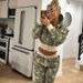 Women’s Clothing Camouflage Contrast Print Hooded Zipper Cardigan Sweatshirt High Waist Straight Trousers Casual Street Sports Two Piece Set_ecoleips.com