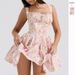 Trendy 2025 Sexy Summer Outfit With Floral Suspenders, Slimming Effect, Ballet Style Fluffy Short Skirt_ecoleips.com