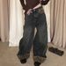 Trendy Patchwork Y2K Retro Leopard Print Wide-Leg Jeans For Women, Versatile Niche American Style Loose Straight Pants_ecoleips.com