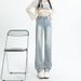Light-colored Straight-leg Jeans Women, Summer 2025 New Style, Narrow Wide-leg Pants, High-waisted Loose-fit Pipe Pants_ecoleips.com