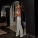 Women’s Clothing Glittery Look Nightclub Sexy Flash Navel Vest Set_ecoleips.com