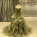"Ethereal Forest Wedding Dress – Light Chiffon Studio Photography Gown, Fairy-Inspired Greens, XS-XXXL"_ecoleips.com
