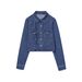 Women's Denim Short Jacket - Stylish Urban Outerwear For Casual & Office Wear (XS/S/M/L, Blue)_ecoleips.com