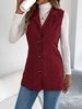 Women's Long Double-Breasted Corduroy Vest Coat With Pockets – Classic Fall/Winter Streetwear In Khaki, Burgundy & Brown_ecoleips.com
