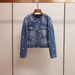 Women's Stylish Slimming Floral Beaded Short Jacket Straight Leg Denim Suit Spring New Arrivals Heavy Duty_ecoleips.com