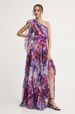 Bohemian Vacation Style One Shoulder Print Lolita Big Swing Dress Women's Casual Flowy Printed Long Dress For Beach Holiday_ecoleips.com