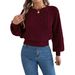 Women's Clothing Autumn/Winter Cable Knit Pullover Sweater Solid Color Long Sleeve Waist Cinching Lantern Style Regular Thickness English Fashion_ecoleips.com