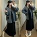 Autumn New Two-Piece + Gradient Denim Shirt 2-Piece Set Maternity Dress_ecoleips.com