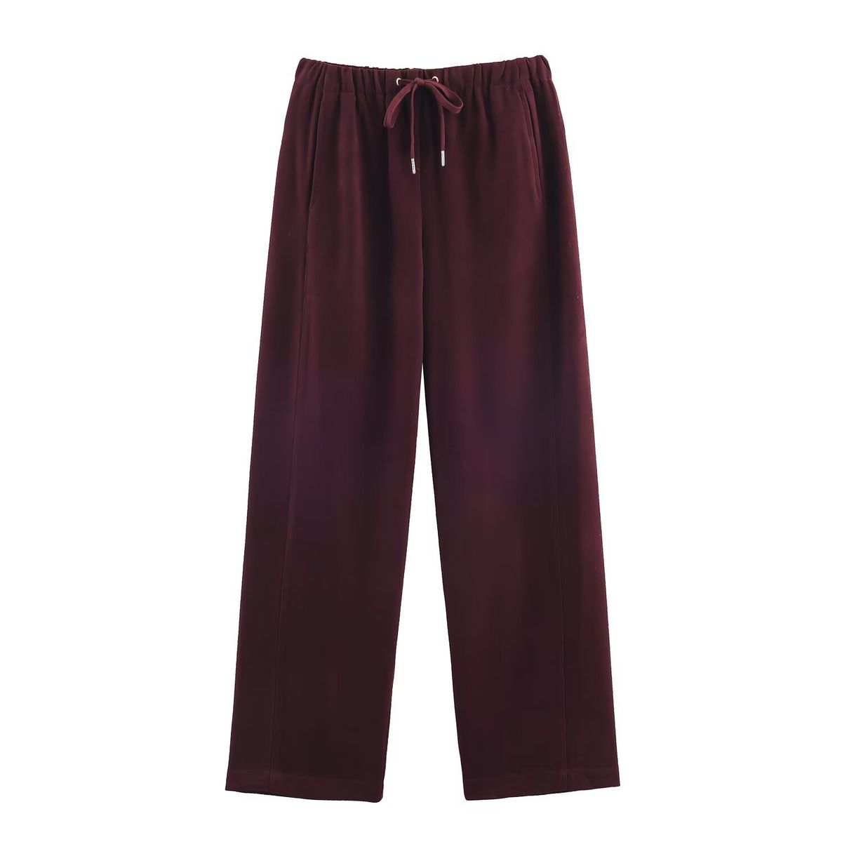 Women's Hooded Sweatshirt & Elastic Waist Wide-Leg Pants Set - Casual Lounge-To-Street Coordinated Outfit (Xs-L, Beige/Burgundy/Brown)_ecoleips.com