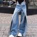 American Retro Two-way Straight-leg Jeans Women, New Trendy High-waisted Loose Slimming Wide-leg Pants For Fashionable_ecoleips.com