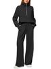 2026 European American Women's Two-Piece Set: Oversized Half-Zip Sweatshirt And Wide-Leg Sweatpants Casual Set_ecoleips.com