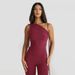 Open-Back Wide-Leg Jumpsuit With Thigh Slit & Tie Detail, Stretch Milk Silk Fabric, Elegant One-Piece Pantsuit For Women_ecoleips.com