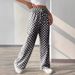 Women's Clothing Women's Plaid Print Straight Wide Leg Pants New Style_ecoleips.com