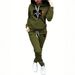 Women's Clothing 5766A6 women's clothing fashion print solid color suit leisure sports two pieces_ecoleips.com