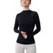 Women's High-Neck Long Sleeve Yoga Top Seamless Workout Shirt Nylon Spandex Breathable Fitness Training Apparel_ecoleips.com