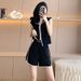 Women's Clothing Summer New Style Hooded Slim Short Sleeve High Waist Shorts Two Piece Suit_ecoleips.com