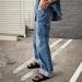 Women's Clothing Loose Wide Leg Patchwork Straight Leg Jeans Women's Trousers_ecoleips.com