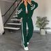 Women's Sporty Contrast Color Jacket & High-Waisted Straight Leg Pants Set – Navy/Green/Grey/White (S-Xxl, Fall Casual Outfit)_ecoleips.com