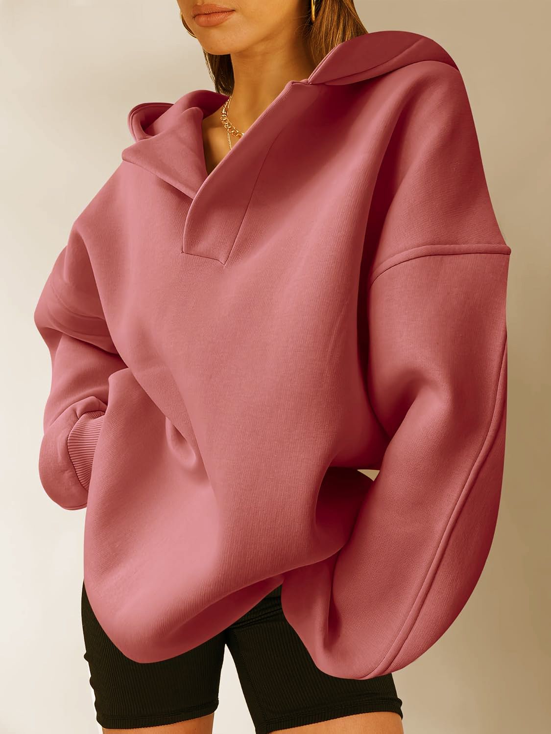 Women's Solid Color Long Sleeve Hooded Sweatshirt Loose Top Autumn Winter Fashion Elegant Casual Polyester_ecoleips.com