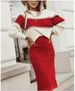 Elegant Women's Knit Sweater & Skirt Set, Loose Fit Long Sleeve Pullover With Stretchy Midi Skirt, Black Casual Two-Piece Outfit_ecoleips.com