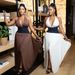 Women's Clothing Women's Slim Fit Irregular Milk Stitching Milk Silk Stitching Deep V Neck Dress_ecoleips.com