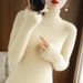 Women's High Neck Ribbed Knit Sweater - Slim Fit Long Sleeve Turtleneck Pullover For Work & Casual Wear_ecoleips.com