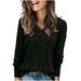 Aria Basics Aria Basics European And American Cross-Border Hot-Selling Women's Long-Sleeve V-Neck Ribbed Brushed Knit Top T-Shirt_ecoleips.com