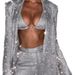 Women's Clothing 2024 new solid color sequins fashionable sexy casual shirt underwear straight pants three piece set_ecoleips.com