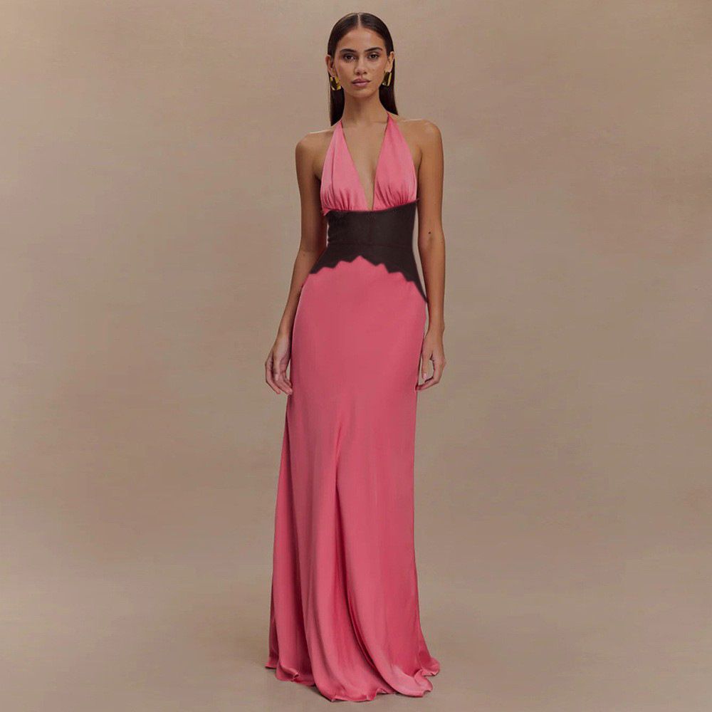 Women's Clothing Sexy Deep V Backless Lace Perspective Slim Hip Dress Female_ecoleips.com